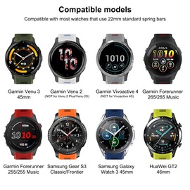 Meliya Bands for Garmin Venu 3 / Venu 2 Watch Band, Garmin Vivoactive 4 Watch Band Women Men, Soft Silicone Sport Replacement Strap for Garmin Forerunner 255/265 Music, Venu 3, Venu 2, Vivoactive 4