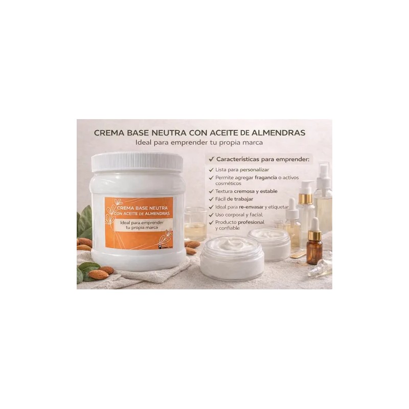 1 Kg Crema Base Con Aceite Almendras Corporal Y Facial