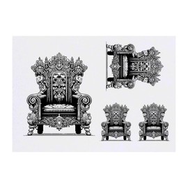 4 x 'Royal Throne' Temporary Tattoos - Water Resistant, Skin-Safe, Non-Toxic Transfers, Mixed Sizes (TO00073226)