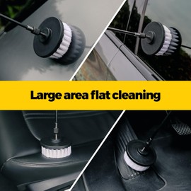 Holikme 5Pack Drill Brush Attachment Set-Car Interior Detailing Kit，Power Scrubber Brush Extended Long Attachment for Bathroom, Car，Shower，Carpet,Boat,Kitchen，Floor and Tile，White | Holikme
