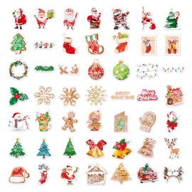 LZLPACKING Christmas Stickers 100 Pcs holographic Shiny Christmas Decorations Stickers as for Kids, Friends Including Christmas Tree, Snowflake, Santa Claus, elk, Decoration and Other Elements
