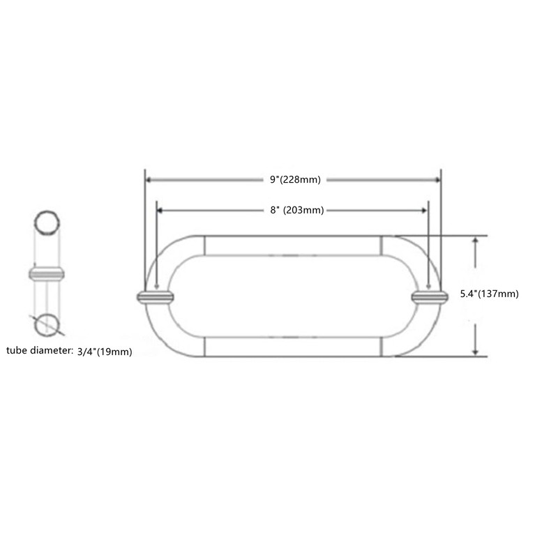 Ranbo Hardware 8" Back to Back Tubular Shower Door Pull