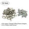 30 Sets Metal Triangle Ring Picture Hangers, D Rings Picture