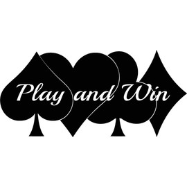 Poker Wall Decal Vinyl Sticker Play and Win Casino Play Room Holdem Cards Game Gaming Nursery Wall Art Teen Kids Room Wall Decor Removable Waterproof Mural 58i