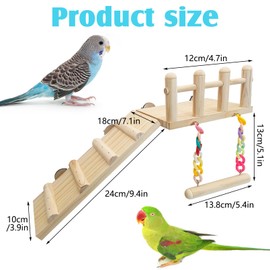 Hamiledyi 17Pcs Parrot Swing Toys Perches Platform with Bird Climbing Ladder Chewing Hanging Standing Colorful Toys Cage Accessories for Parakeet, Conure, Finch, Lovebirds, Budgie, Canary