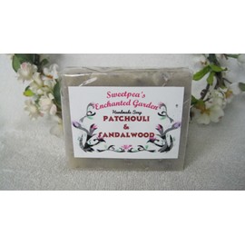 Sweetpea's Enchanted Garden *HANDMADE NATURAL VEGAN SOAP, "PATCHOULI & SANDALWOOD " BARS,  3.5 to 4.5 oz ea.