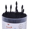 HOMEFOX Black Cotton Swabs Spiral Pointed - 400 Count Organic