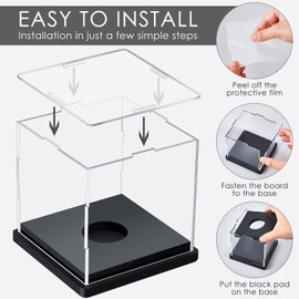 Leinuosen 8 Packs Softball Display Case Plastic Softball Holder Stand Baseball Display Case Memorabilia Acrylic Box UV Protected Clear Cube for Baseball Tennis Ball Sports Ball Storage