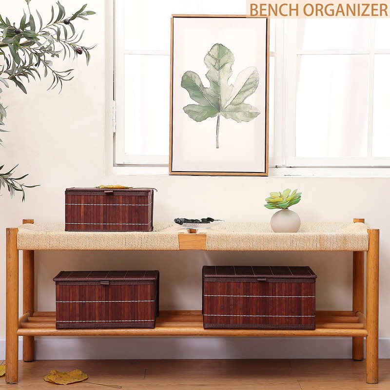 Honygebia Bamboo Decorative Storage Boxes - Set of 3 Woven