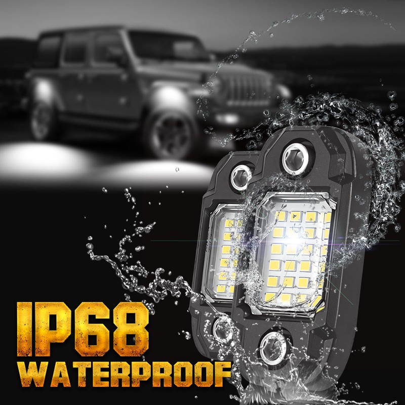 LY8 12Pods LED Rock Lights White 24led Chips Waterproof Neon