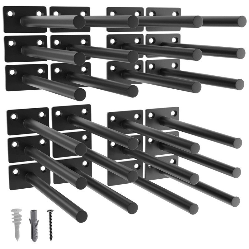 LEOPO Black 24 Pack-6 inch Floating Shelf Brackets, Hidden Shelf