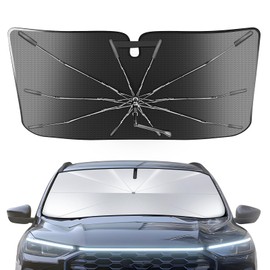 Portable Windshield Sunshade Umbrella Custom Fit for 2013-2018 Ford Escape, 2 in1 Ice Crystal Durable Compact Shade Umbrella UPF50+ UV Front Window Heat Insulation Protection Outdoor Camping