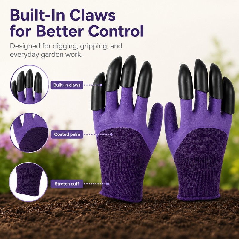 Gardening Gloves with Claws for Digging & Planting – Breathable
