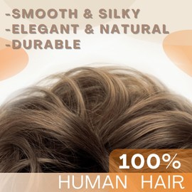 Charmele Messy Bun Hair Piece Human Hair, Human Hair Bun for Women Dark Brown And Blonde