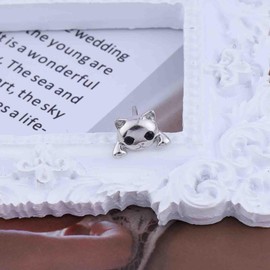 Allereya Vintage Cat Stud Earrings Silver Cat Ear Jacket Earrings Funny Cat Earrings Cute Animal Earrings Jewelry for Women and Girls