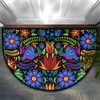 GISPOG Mexican Flowers Birds Half Round Door Mat,Indoor Entrance Rug,