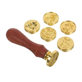 SHINEOFI Retro Christmas Wax Seal Stamp Kit Vintage Wooden Handle with Alloy Stamp Heads for Holiday Invitations Greeting Cards DIY Craft Projects and Wrapping