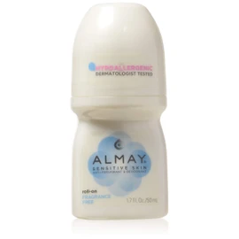 Almay Anti-Perspirant & Deodorant, Sensitive Skin, Roll-On, Fragrance Free, 1.7 Fl Oz (Pack of 6)
