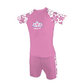 Kidz Swimmers Girls UV Sun Protection Rash Vest and Swim Shorts UPF 50+ Fuchsia Pink (13-14 Years)