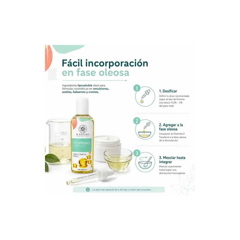 Vitamina E Pura B Nature 60 Ml Para Cosmética Y
