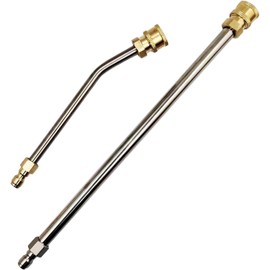 YUET 2Pcs Pressure Washer Extension Wand, Extension Lance (13.8"/35cm) + 30°Curved Extension Rod (8.7"/22cm), 1/4 Inch Quick Connect, Washer Elbow Rod Water Pumps Kit 4000 PSI