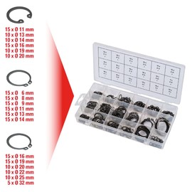 KS Tools 970.0310 Snap rings assortment, external + internal, Ø6-32 mm, 225 pcs