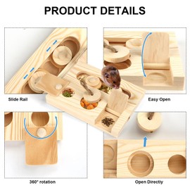 Encuryna Hamster Toy, Guinea Pig Toy, 6 in 1 Wooden Toy for Foraging, Interactive Treat Toy for Bunnies, Chinchilla, Hamsters, Guinea Pigs, Gerbils