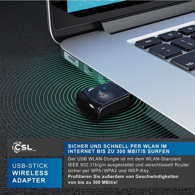 CSL - WLAN 300 Mbps USB Stick Adapter - WiFi