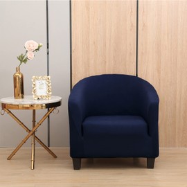LEONEBEBE Club Chair Slipcover, Stretch Tub Chair Cover with Elastic Base, Universal Fabric Armchair, Slipcover, 1-Piece Couch Cover for Bar Counter Living Room (Navy Blue)