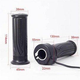 TDR E-Bike Twist Throttle 24V-72V Compatible, Black Rubber & ABS Plastic Grip for E-Bike & Scooter, 22.2mm Handlebar, 3 Pin SM Plug Accelerator