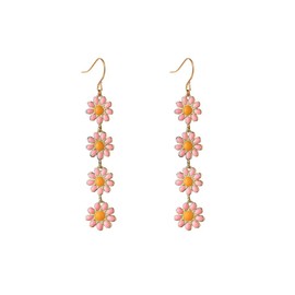 Flower Daisy Drop Dangle Earrings for Women,White Yellow Long Flowers Daisy Earrings Orange Pink Floral Earrings Spring Jewelry (Pink)