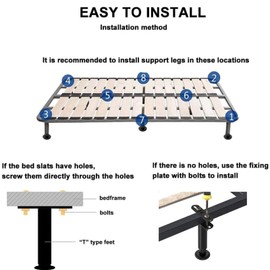 2 Pcs 7"-13" Adjustable Bed Legs, YELIKIT Adjust Height Bed Support Legs for Bed Frame/Bed Center Slat, Metal Adjustable Furniture Replace for DIY Furniture, Kitchen Cupboard Sofa Beds(18-33CM)