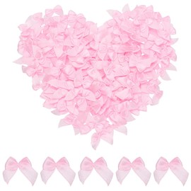 arricraft 200 Pcs Mini Ribbon Bows, Pink 1 Inch Mini Polyester Ribbon Bowknots Craft for DIY Sewing Wedding Birthday Party Christmas Box Ornament Scrapbooking
