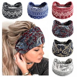 STGDAK Boho Headbands For Women African Wide Hair Bands Knoted Turban Stretch Fashion Head Bands Yoga Running Sweatband Elastic Headband Stylish Wrap Headbands Hair Accessories for Teen Girls 6 Pack