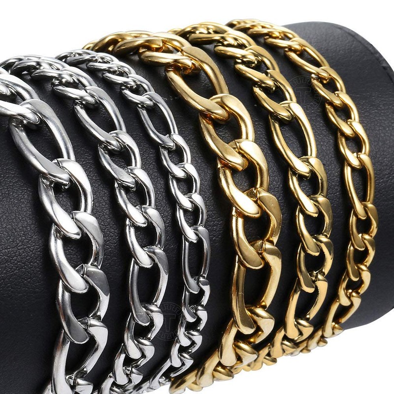 Trendsmax 5mm Figaro Link Chain Bracelet Stainless Steel Figaro Bracelet