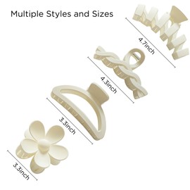 8PCS Hair Clips for Women, Flower Claw Clips for Thick Hair, Non-Slip Hair Accessories with Multi-Styles, Neutral Colors Hair Claw Clips and Variety Pack, Ideal for Girls