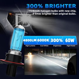 TTDBDAN Halogen Headlights Fit For Nissan Sentra 2004-2012 Headlight Bulbs,9008/H13 High/Low Beam + H11 Fog Light Bright Light Combo,Plug And Play,Pack of 4 (Nissan Sentra 2004-2012)