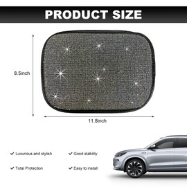 DXNQ Bling Car Armrest Cover, 11.8"×8.5" Crystal Rhinestone Auto Center Console Protective Cover, Bling Charming Arm Rest Cushion Pad for Most Cars SUVs Trucks, Car Accessories (Black&Colorful)