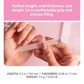 BONA FIDE BEAUTY Lima de Uñas de Cristal Checa (Transparente) - Lima de Cristal para Uñas Naturales con Estuche Rígido Transparente, Regalo para Mujer