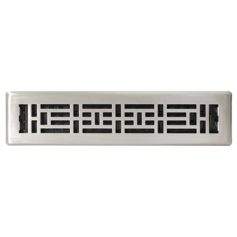 Decor Grates AJH214-NKL Oriental Floor Register, 2x14 Inches, Brushed Nickel