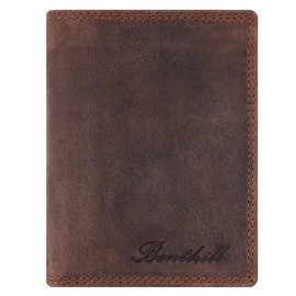 Benthill Men's Genuine Leather Wallet - Wallet with RFID Protection - Slim Wallet for Men - Genuine Vintage Leather, Dark Brown (H)
