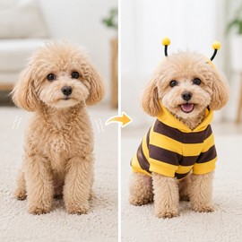 Cute Bee Pet Hoodie for Dogs - Soft Hooded Costume with 3D Antennae for Daily Wear, Photos & Parties