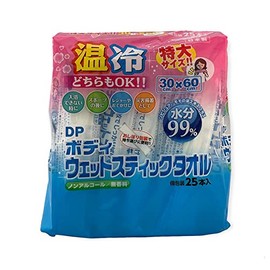 Body Wet Stick Towel, Extra Large Size, 11.8 x 23.6 inches (30 x 60 cm), 1 Piece x 25 Bags