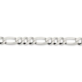Solid 925 Sterling Silver 8.5mm Flat Figaro Chain Bracelet - with Secure Lobster Lock Clasp 7"