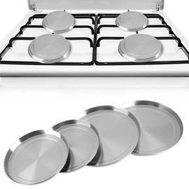 Hapivida 4Pcs Stainless Steel Silver Kitchen Burner Covers Cooker Protection Fits over standard sized electric stove burners