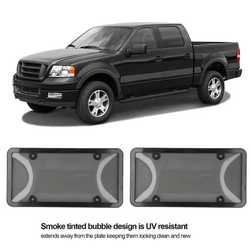 License Plate Frame Cover Set Standard Fit Smoky UV Resistant