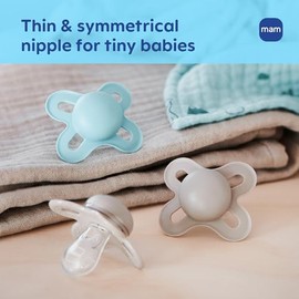 MAM Start - Chupetes para recién nacidos (2 unidades, 1 funda esterilizadora), chupetes recién nacidos, el mejor chupete para bebés amamantados, funda para chupete de bebé esterilizante