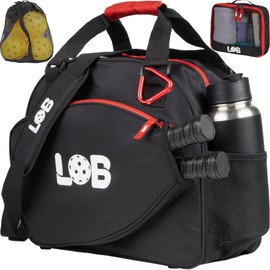 3 pcs Pickleball Bag For Men And Women Multipack Accessories For Clothing, Equipment Extra Pouch Fence Hook Nylon Mesh Two Water Bottle Holders Pickle Ball Fits Two Paddle Racquets Bag Tote (Black)