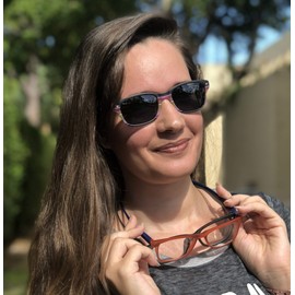 Magz Astoria BiFocal Gafas de sol +2.00 Naranja Azul Hombres/Mujeres Cuello Colgante Lectura Gafas de Sol Lector Magnético Conexión Trasera