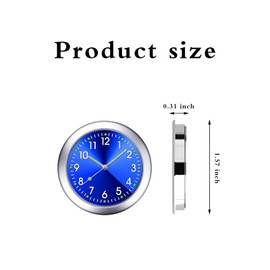 Crynod 2 PCS Mini Car Clock for Dashboard, 1.5In Durable Metal Vehicle Luminous Clock with Adhesive, Universal Decorative Automotive Watch Accessories for Home Boat Truck SUV Car (Blue & Black)